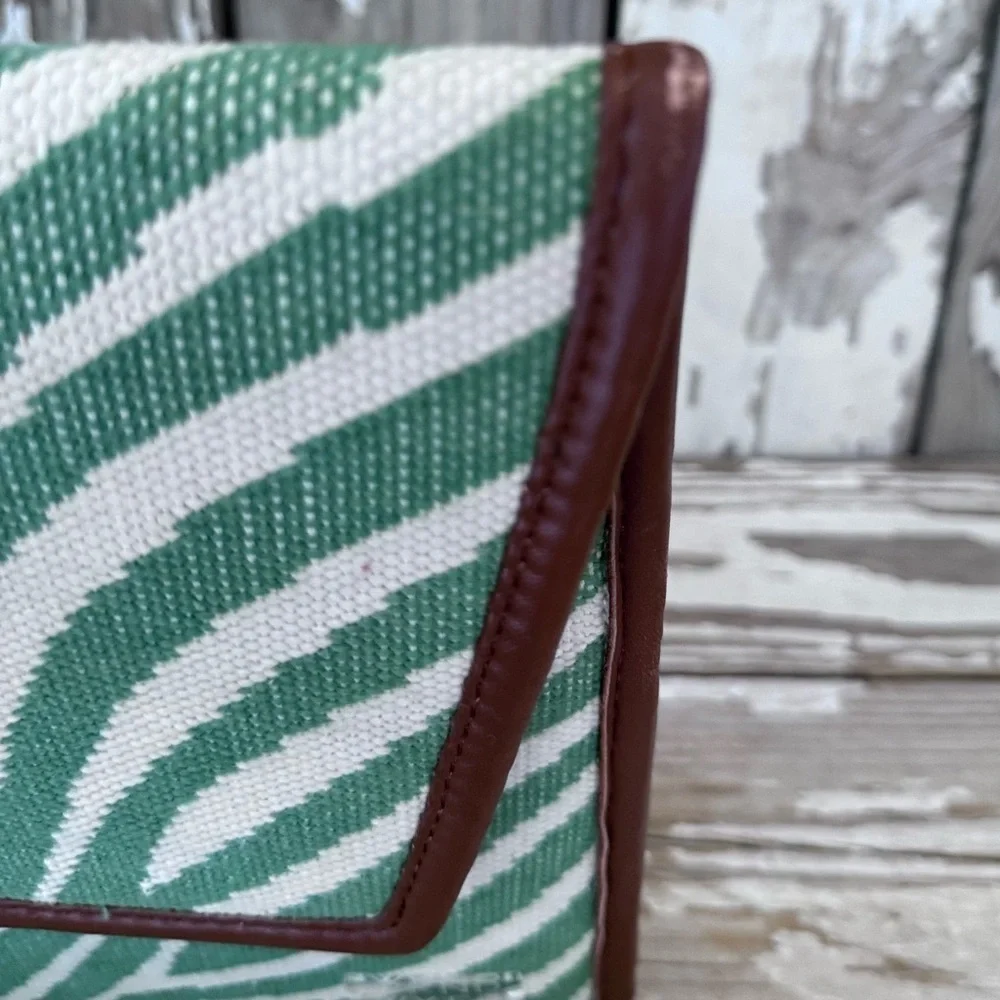 Green Zebra WKND WYFR Clutch 12x9 Woven with leather trim